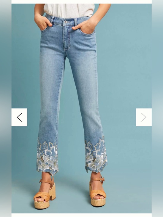 Pilcro and the Letterpress Denim - Pilcro Embroidered High-Rise Cropped Bootcut Jeans Sz 29